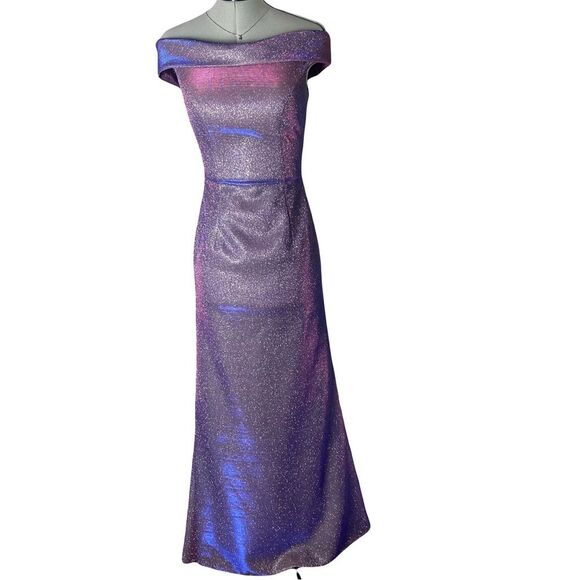 Sherri Hill Purple Sparkle Off Shoulder Formal Dress Prom Fit and Flare Size 2 - Picture 1 of 10